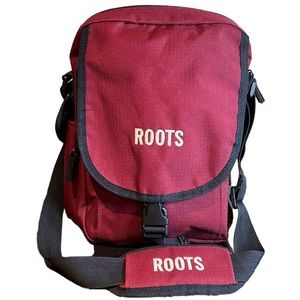 Roots unisex crossbody shoulder bag‎ travel bag deep red black